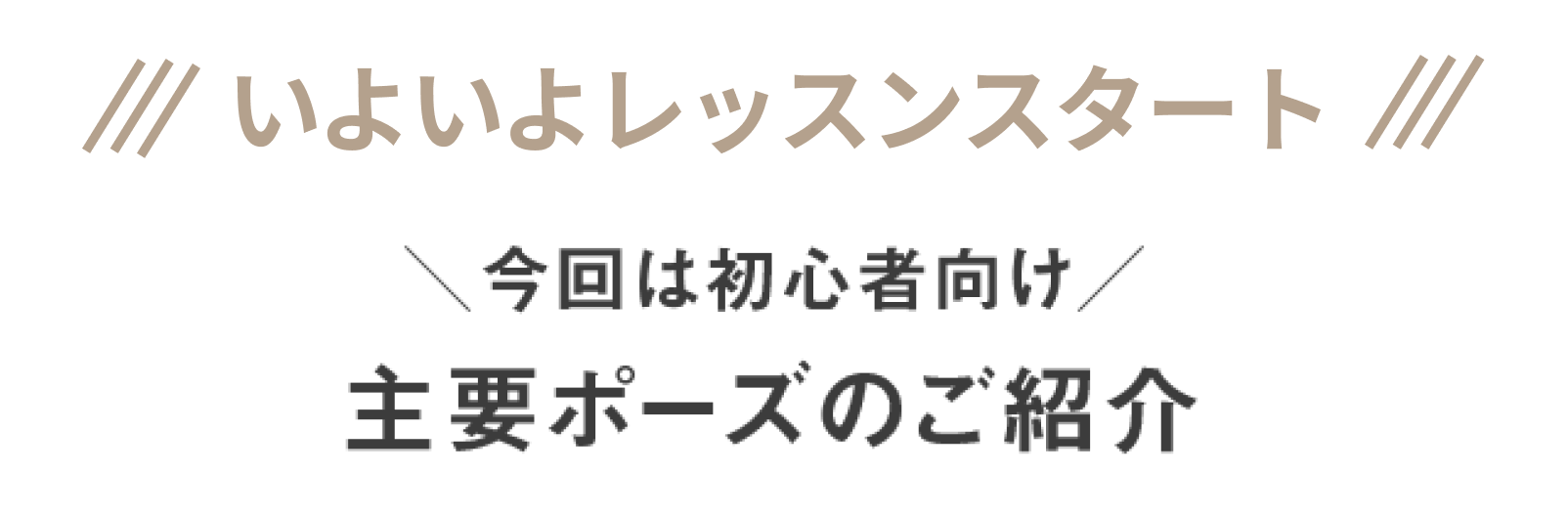 いよいよレッスンスタート 今回は初心者向け 主要ポーズのご紹介