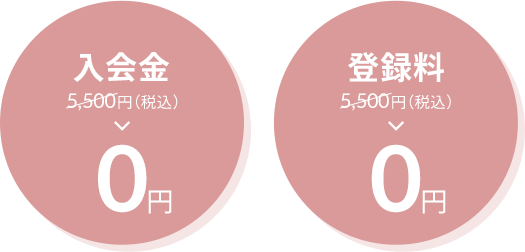 入会金5,500円(税込)が0円 登録料5,500円(税込)が0円