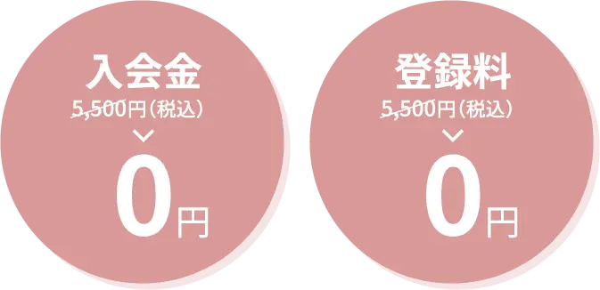 入会金5,500円（税込）→0円 登録料5,500円（税込）→0円
