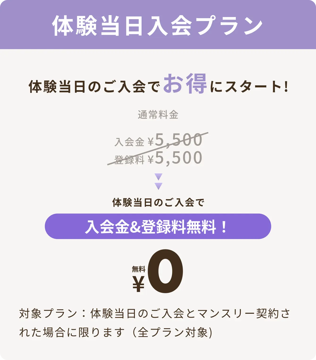体験当日入会プラン